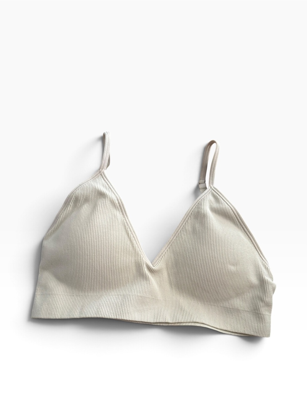 Seamless Ribbed Bralette in Light Beige